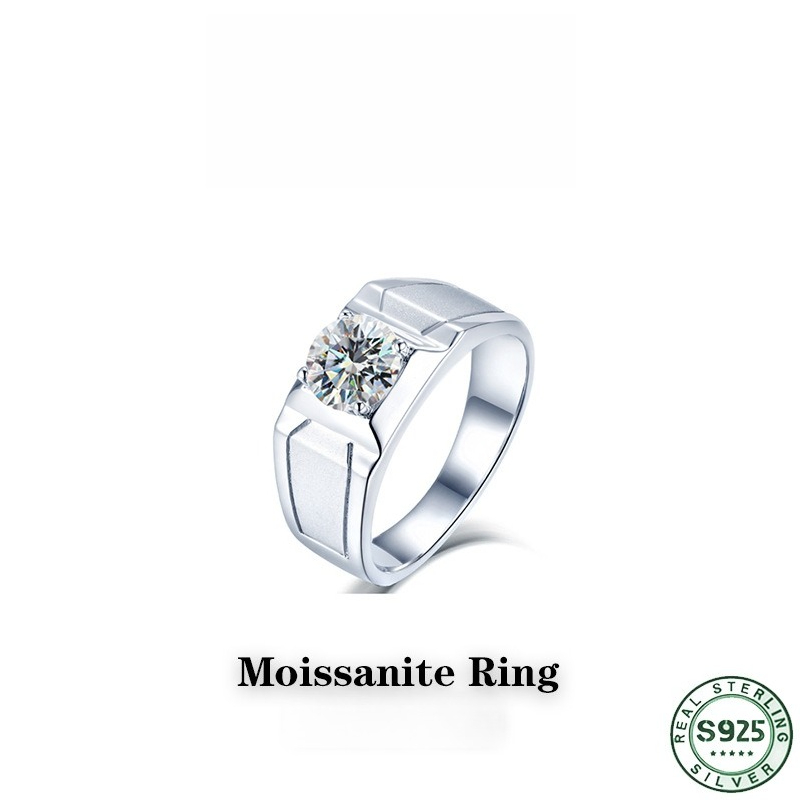 Moissanite Engagement Ring 1 Carat - Anillo de plata de ley 925,