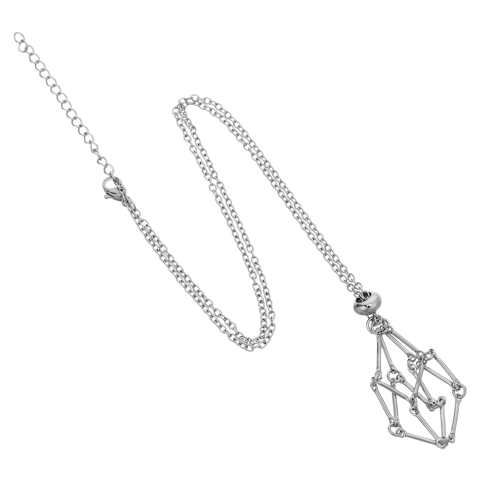 Crystal Pendant Necklace Natural Stone - Collar con colgante de jaula de
