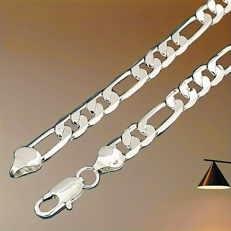 925 Sterling Silver Chain Necklace Men - Collar de Cadena Plana de Plata