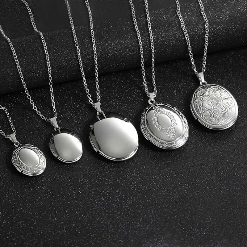 Heart Locket Necklace Photo - Collar de Acero Inoxidable con Medallón