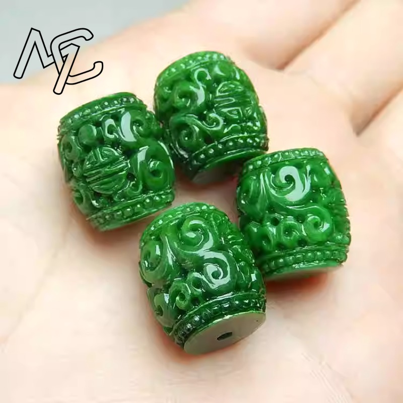 Bracelets - 5 cuentas talladas de Jade VERDE