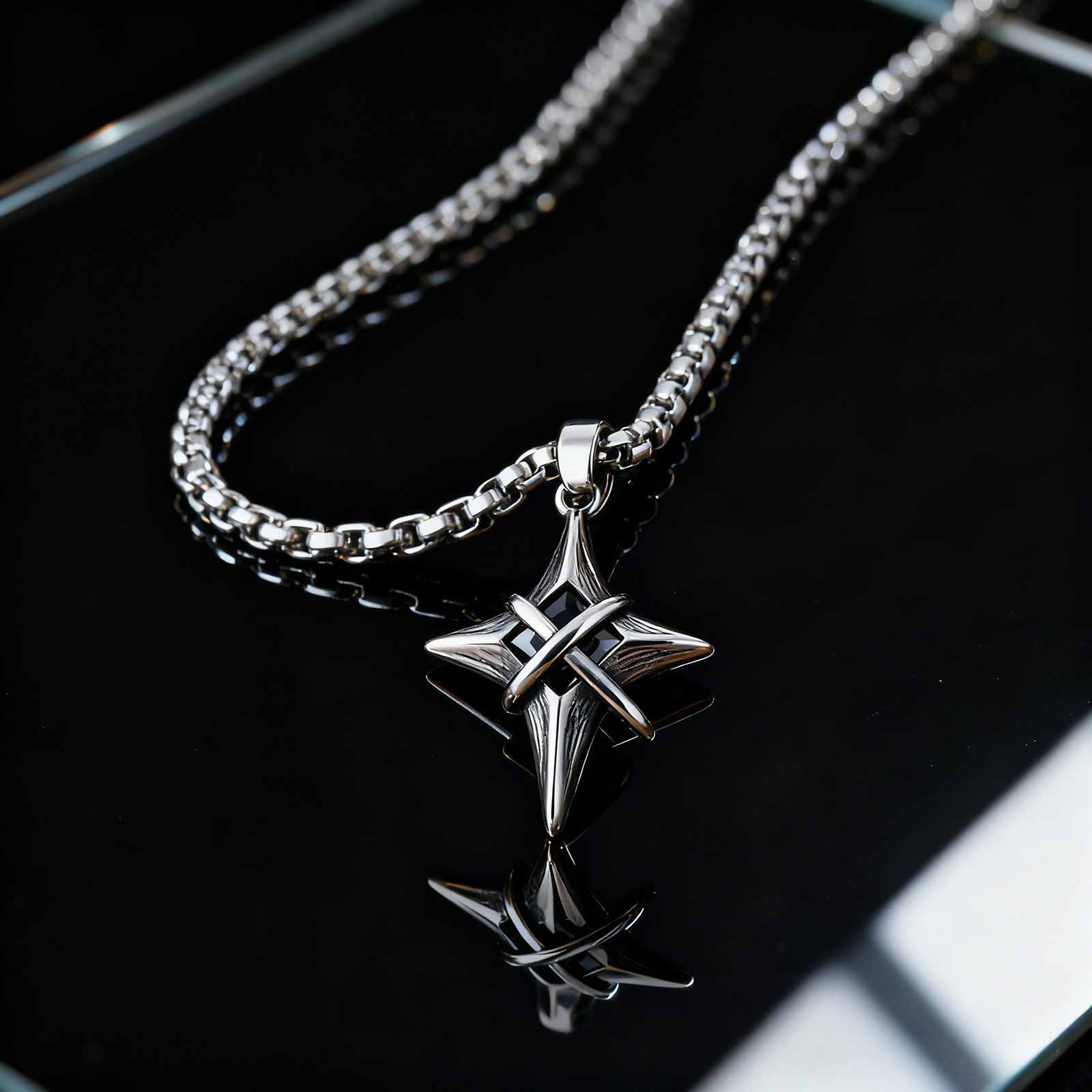 Anime Pendant Necklace - Collar minimalista de acero inoxidable con