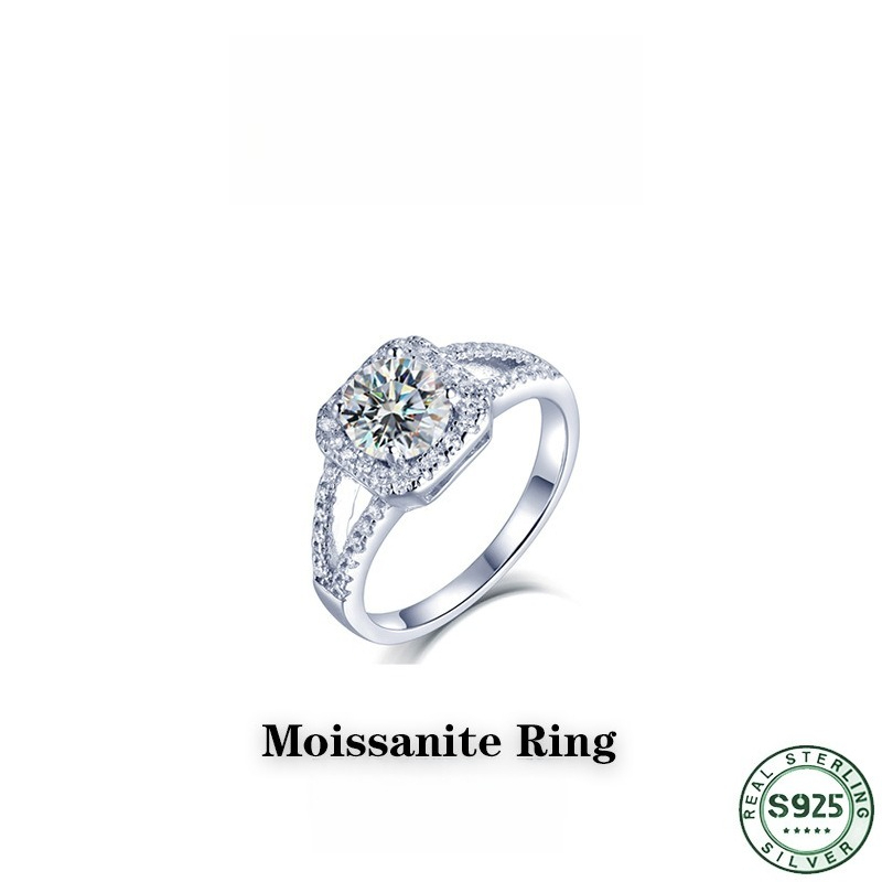 Moissanite Engagement Ring 1 Carat - Anillo de diamante de moissanita de