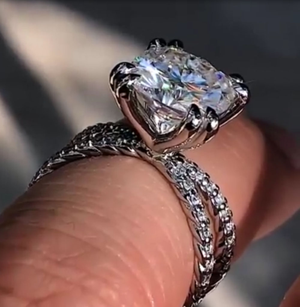 Moissanite Engagement Ring 1 Carat - Anillo de compromiso de aniversario de