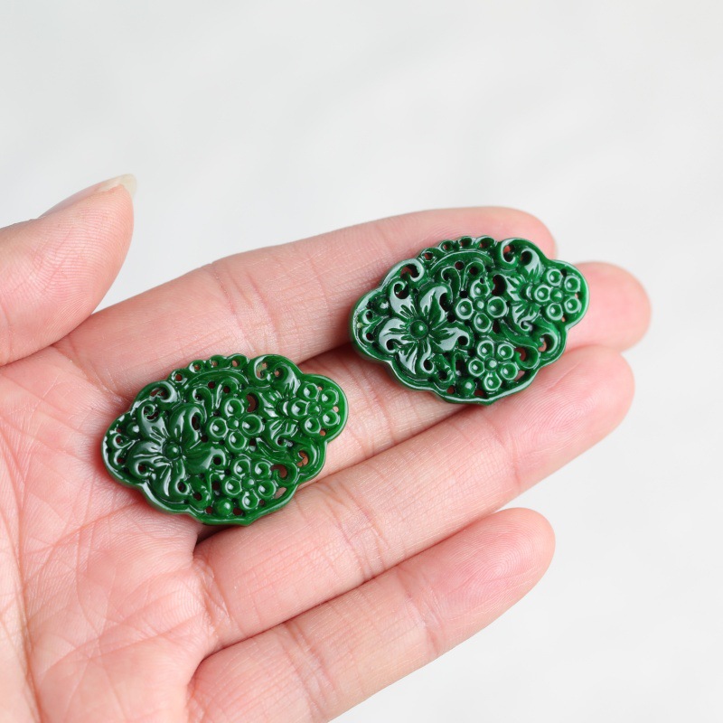 Earrings - 2 piezas de jade natural, cian