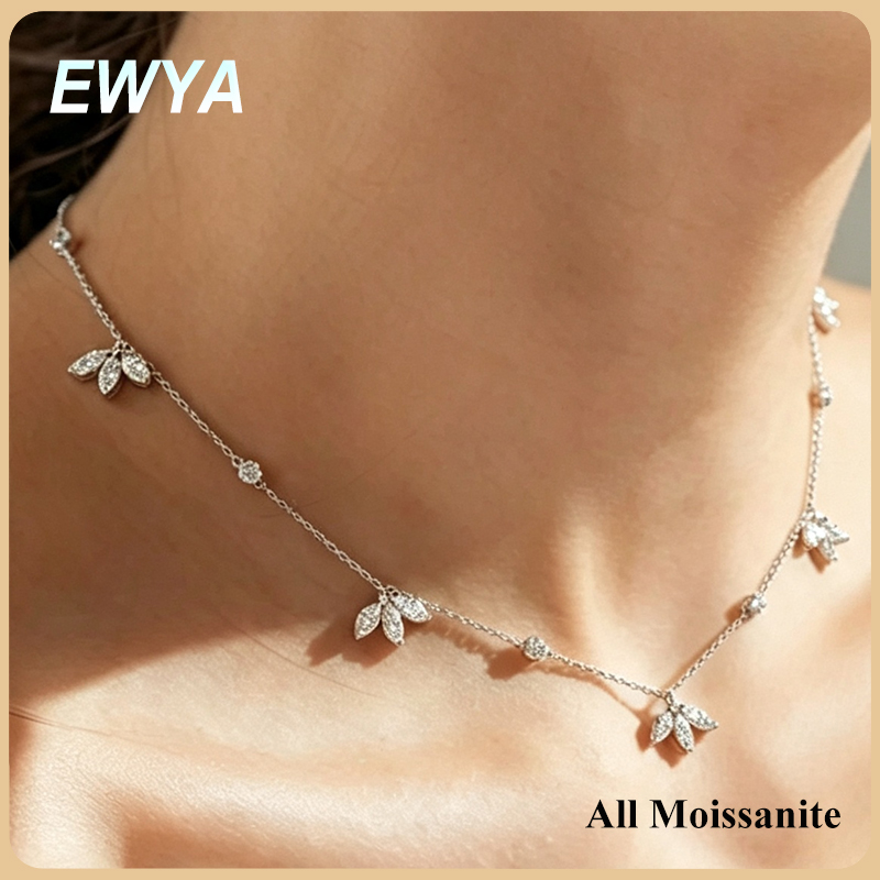 925 Sterling Silver Chain Necklace Men - EWYA Collar con Colgante de Moissanita