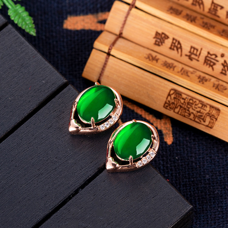 Earrings - Pendientes de flor de Jade Natural,