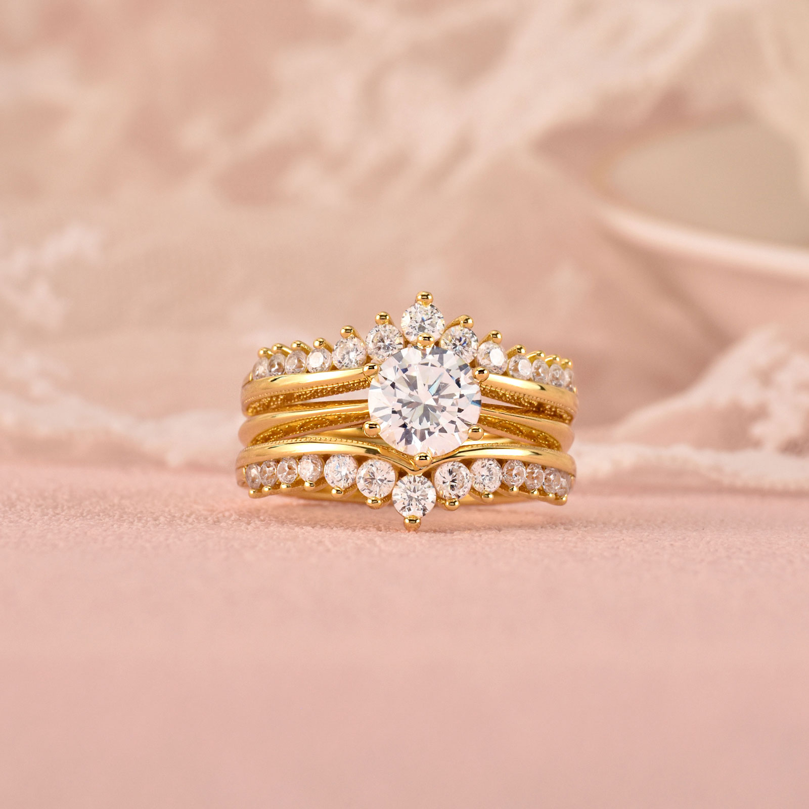 Newshe - Juego de Anillos de B - Moissanite Engagement Ring 1 Carat reseña y precio