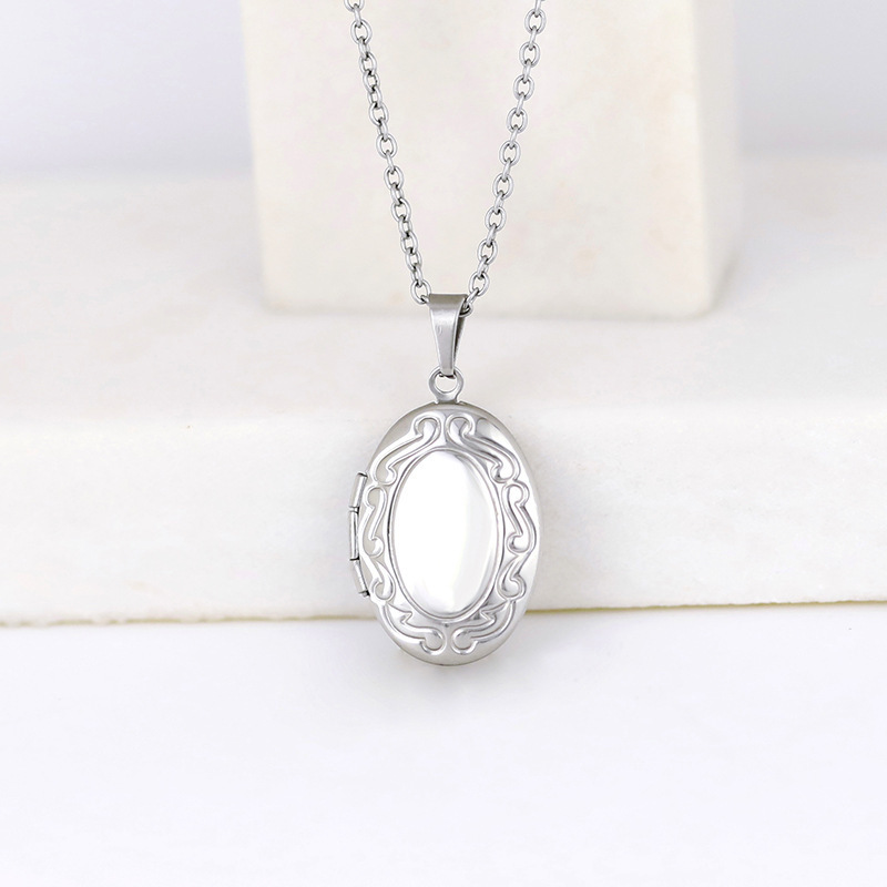 Collar de Acero Inoxidable con - Heart Locket Necklace Photo reseña y precio