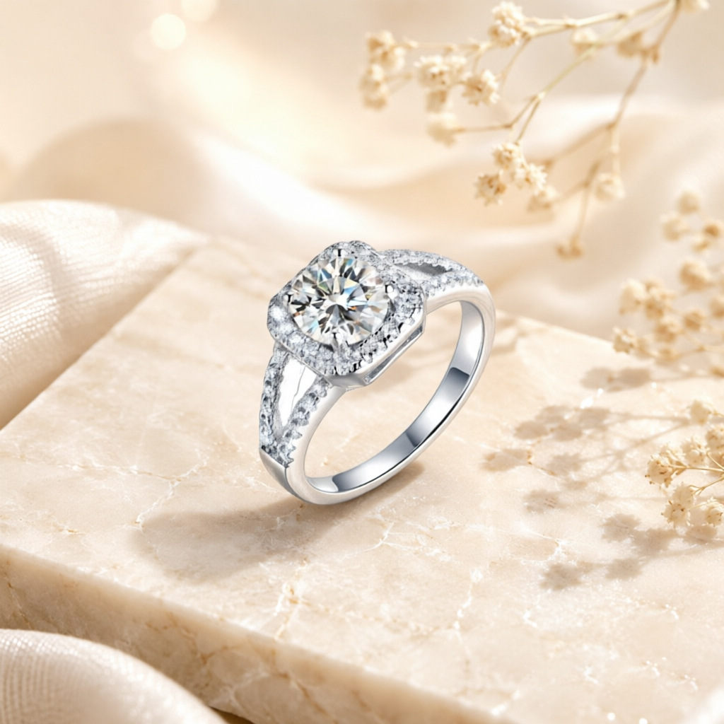 Anillo de diamante de moissani - Moissanite Engagement Ring 1 Carat reseña y precio