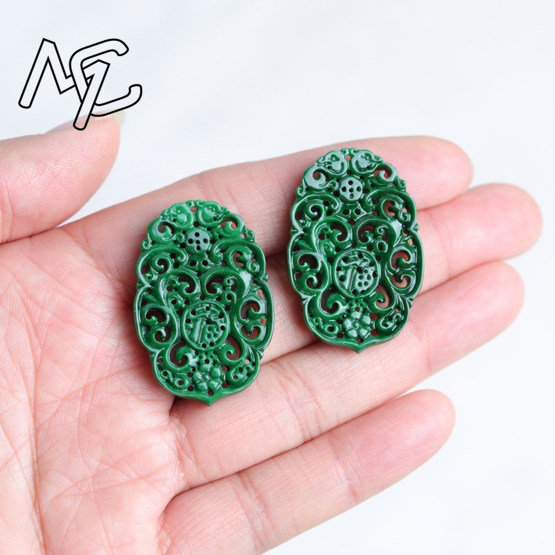 2 piezas de jade natural, cian - Earrings reseña y precio