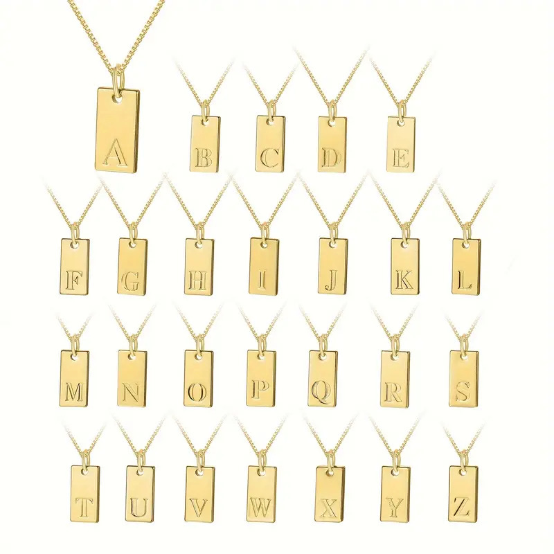 Collares con colgante de etiqu - Initial Letter Necklace 18K Gold reseña y precio